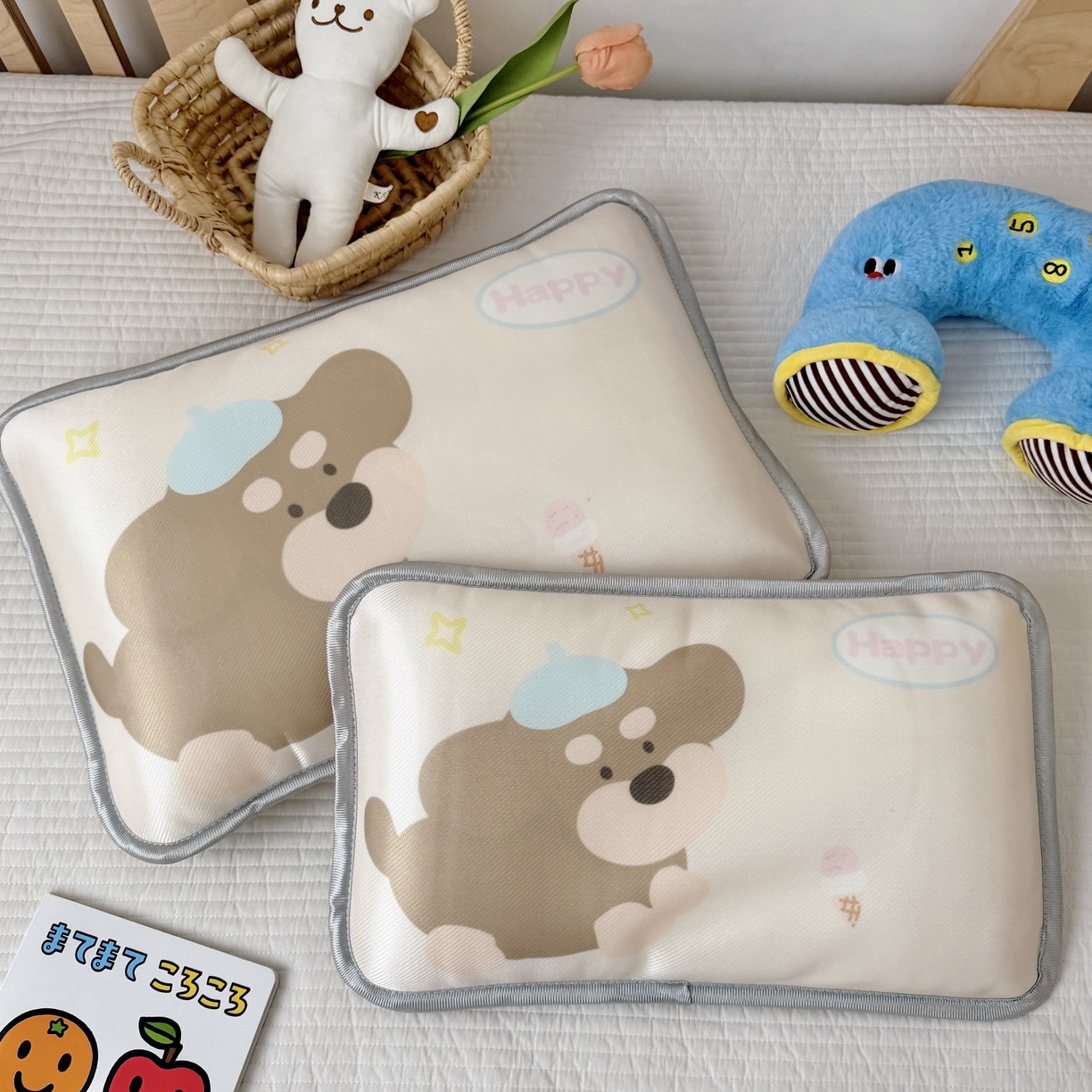 91家纺网 家纺一手货源 找家纺 萌宝家纺 2026新款夏季凉感儿童冰丝枕套双面冰藤枕枕头枕芯 小狗-棕色