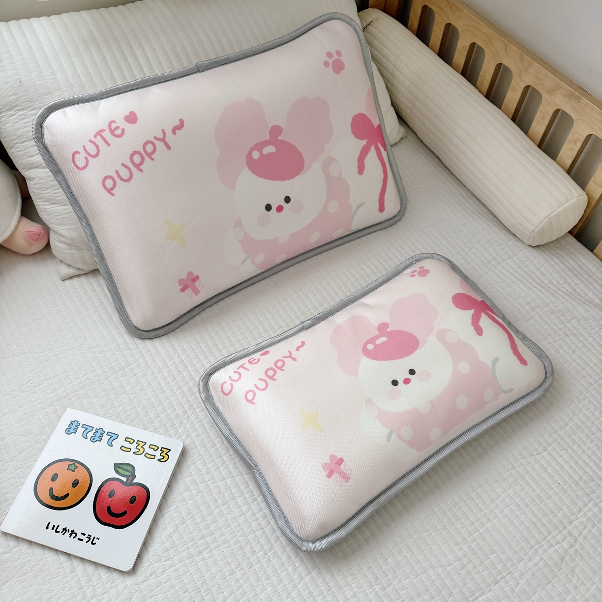 91家纺网 家纺一手货源 找家纺 萌宝家纺 2026新款夏季凉感儿童冰丝枕套双面冰藤枕枕头枕芯 小狗-粉色