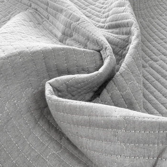 91家纺网 家纺一手货源 找家纺 梦精灵家纺 2026新款全棉床盖单件色织水洗棉绗缝夹棉床单 四季通用榻米防滑学生宿舍单人被套枕套 雅灰