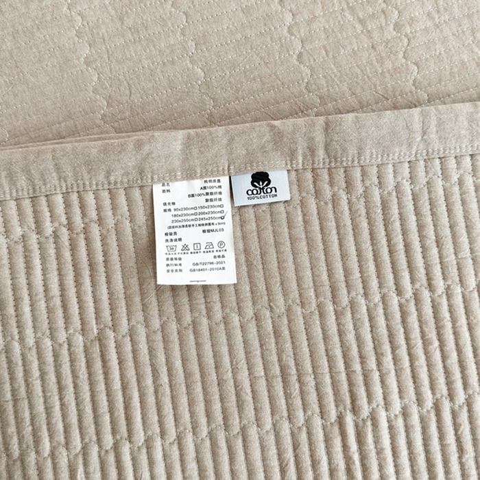 91家纺网 家纺一手货源 找家纺 梦精灵家纺 2026新款全棉床盖单件色织水洗棉绗缝夹棉床单 四季通用榻米防滑学生宿舍单人被套枕套 棕咖