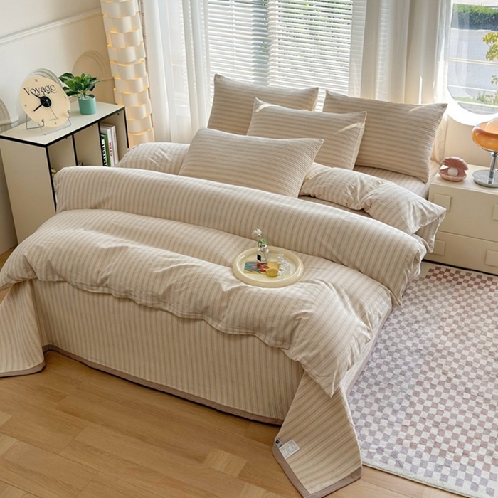 91家纺网 家纺一手货源 找家纺 梦精灵家纺 2026新款全棉床盖单件色织水洗棉绗缝夹棉床单 四季通用榻米防滑学生宿舍单人被套枕套 维多利亚米