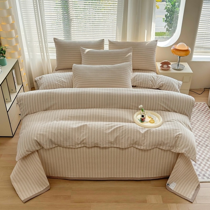 91家纺网 家纺一手货源 找家纺 梦精灵家纺 2026新款全棉床盖单件色织水洗棉绗缝夹棉床单 四季通用榻米防滑学生宿舍单人被套枕套 维多利亚米