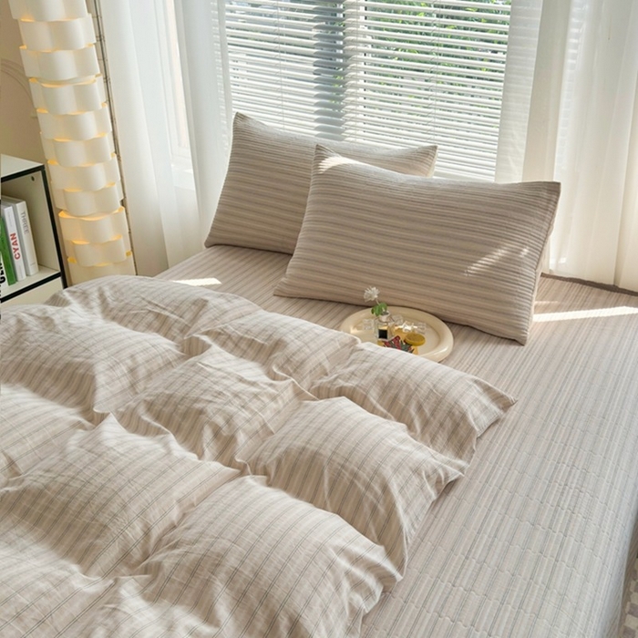 91家纺网 家纺一手货源 找家纺 梦精灵家纺 2026新款全棉床盖单件色织水洗棉绗缝夹棉床单 四季通用榻米防滑学生宿舍单人被套枕套 维多利亚米