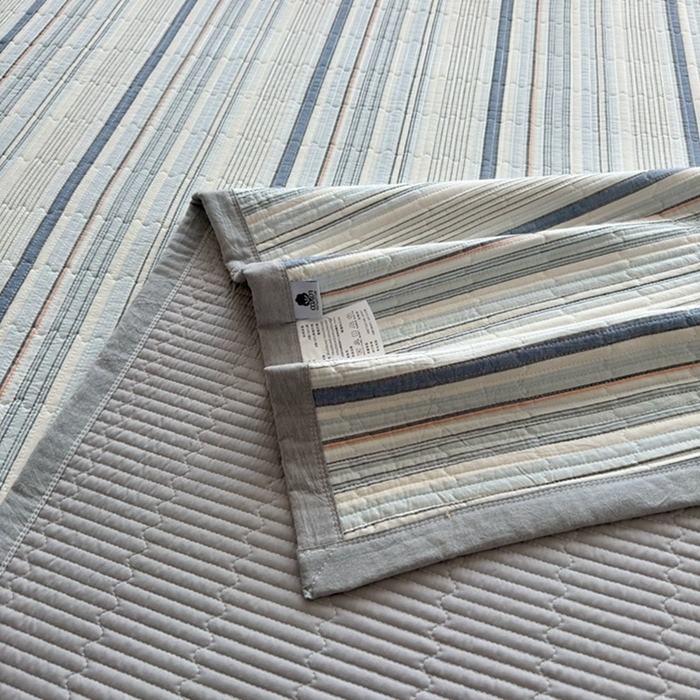 91家纺网 家纺一手货源 找家纺 梦精灵家纺 2026新款全棉床盖单件色织水洗棉绗缝夹棉床单 四季通用榻米防滑学生宿舍单人被套枕套 西蒙蓝