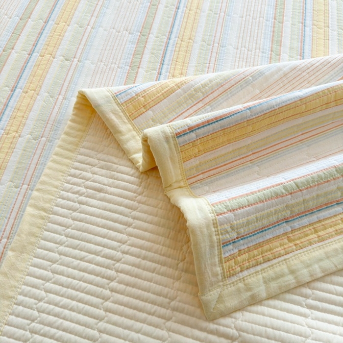 91家纺网 家纺一手货源 找家纺 梦精灵家纺 2026新款全棉床盖单件色织水洗棉绗缝夹棉床单 四季通用榻米防滑学生宿舍单人被套枕套 西蒙黄