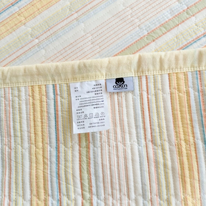 91家纺网 家纺一手货源 找家纺 梦精灵家纺 2026新款全棉床盖单件色织水洗棉绗缝夹棉床单 四季通用榻米防滑学生宿舍单人被套枕套 西蒙黄