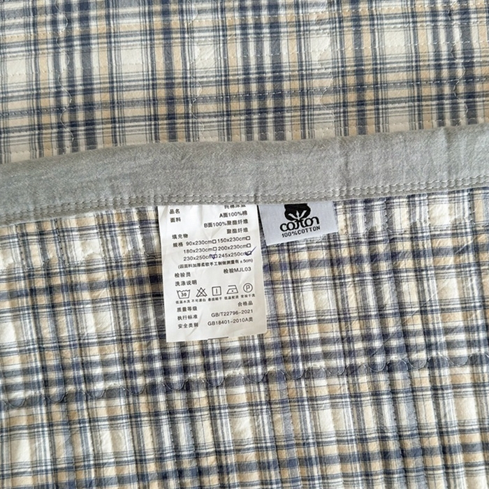 91家纺网 家纺一手货源 找家纺 梦精灵家纺 2026新款全棉床盖单件色织水洗棉绗缝夹棉床单 四季通用榻米防滑学生宿舍单人被套枕套 利奥蓝