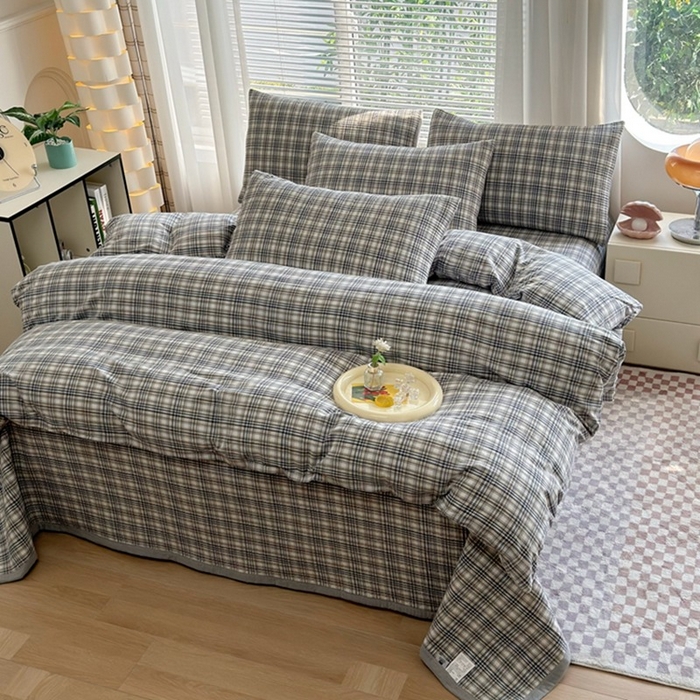 91家纺网 家纺一手货源 找家纺 梦精灵家纺 2026新款全棉床盖单件色织水洗棉绗缝夹棉床单 四季通用榻米防滑学生宿舍单人被套枕套 利奥蓝