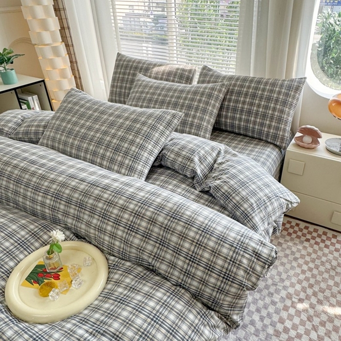 91家纺网 家纺一手货源 找家纺 梦精灵家纺 2026新款全棉床盖单件色织水洗棉绗缝夹棉床单 四季通用榻米防滑学生宿舍单人被套枕套 利奥蓝