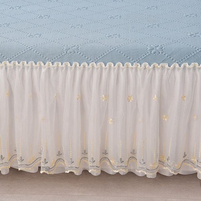 91家纺网 家纺一手货源 找家纺 畅畅家纺  2026新款网红爆款夏季立体爱心冰豆豆凉席床裙款三件套 爱心-蓝