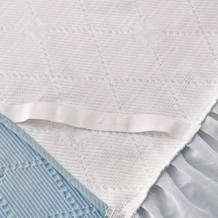 91家纺网 家纺一手货源 找家纺 畅畅家纺  2026新款网红爆款夏季立体爱心冰豆豆凉席床裙款三件套 爱心-蓝