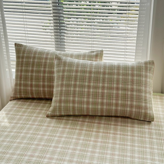 91家纺网 家纺一手货源 找家纺 梦精灵家纺 2026新款全棉床盖单件色织水洗棉绗缝夹棉床单 四季通用榻米防滑学生宿舍单人被套枕套 利奥绿