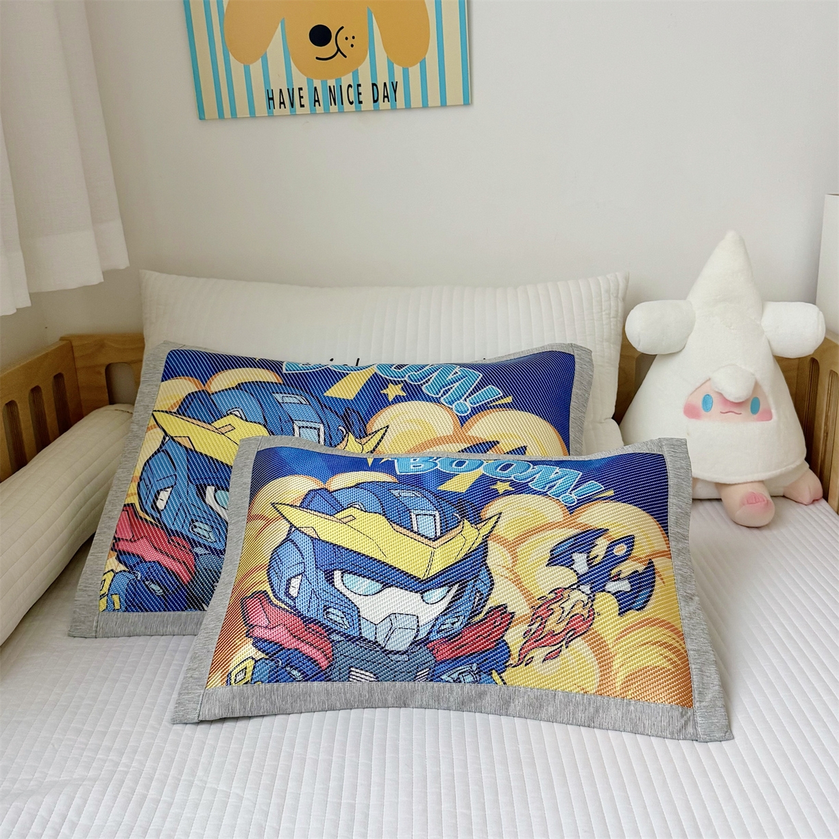 91家纺网 家纺一手货源 找家纺 （总）萌宝家纺 夏季A类大版儿童冰藤枕套夏季双面枕头幼儿园冰藤枕套儿童冰丝枕头