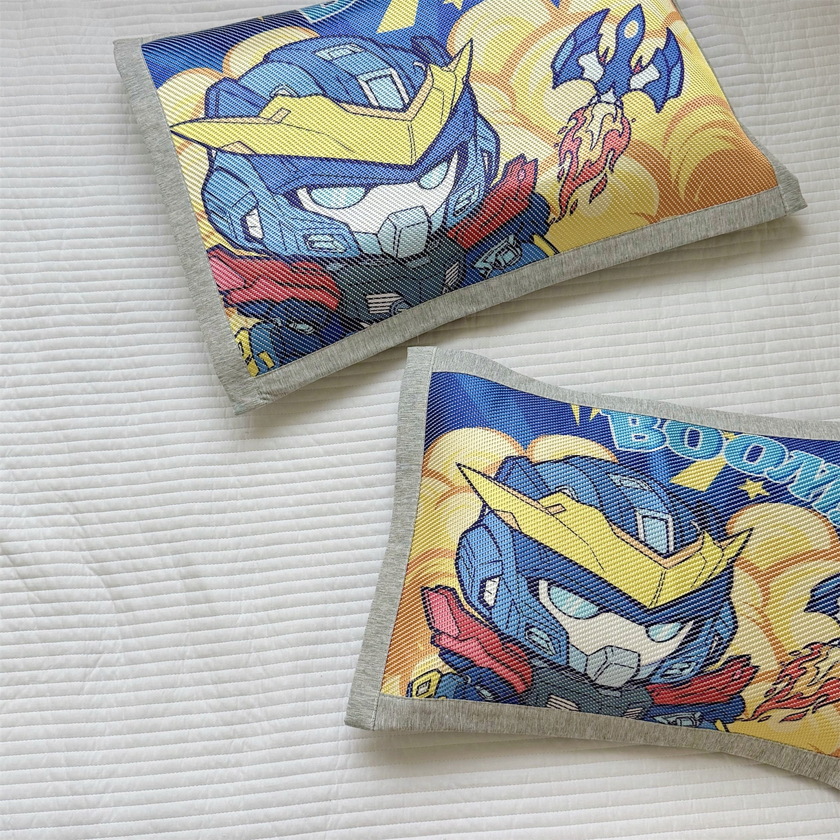 91家纺网 家纺一手货源 找家纺 萌宝家纺 夏季A类大版儿童冰藤枕套夏季双面枕头幼儿园冰藤枕套儿童冰丝枕头 机甲战士