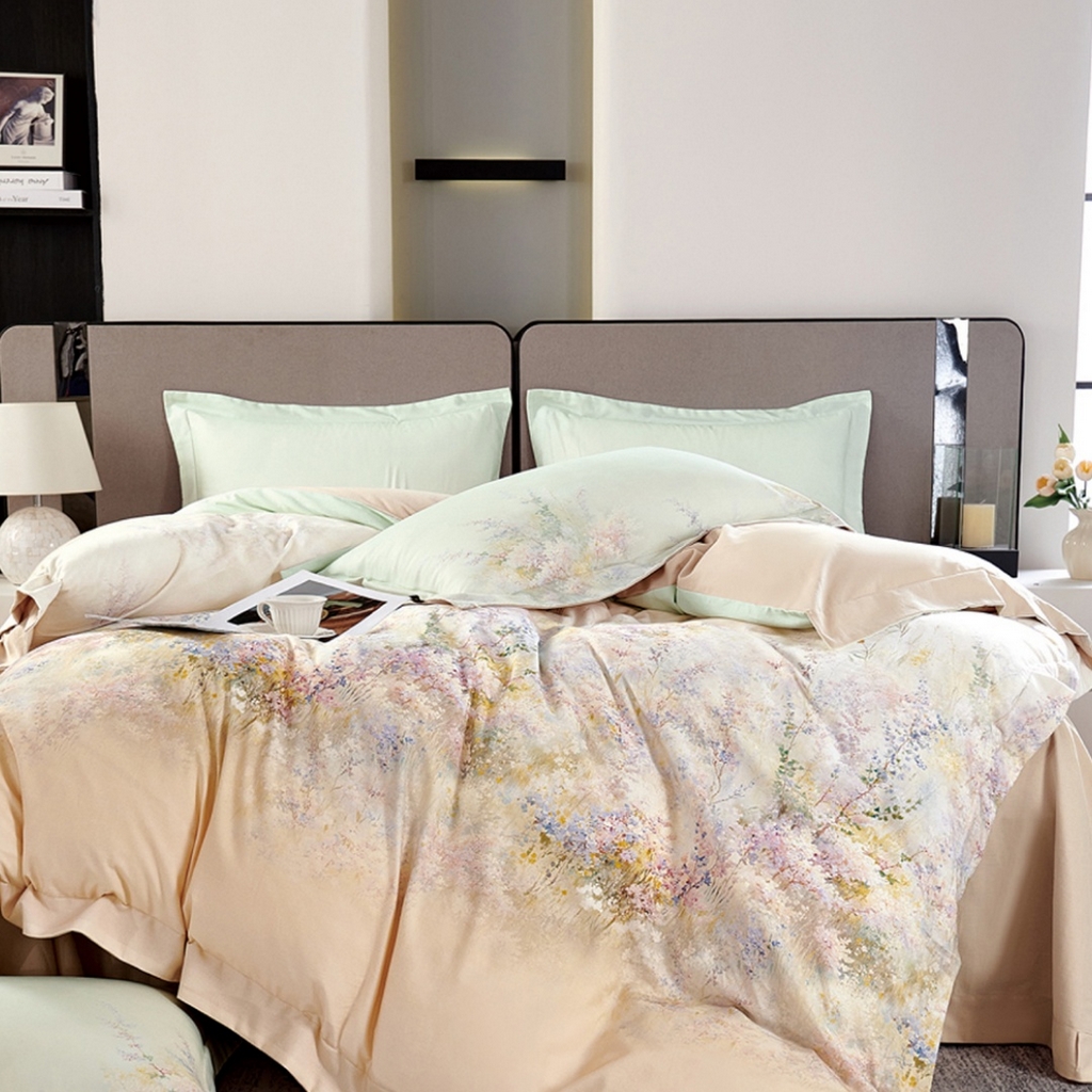 91家纺网 家纺一手货源 找家纺 （总）芯丝路家纺 2026新款全棉磨毛数码印花四件套(宽边款)