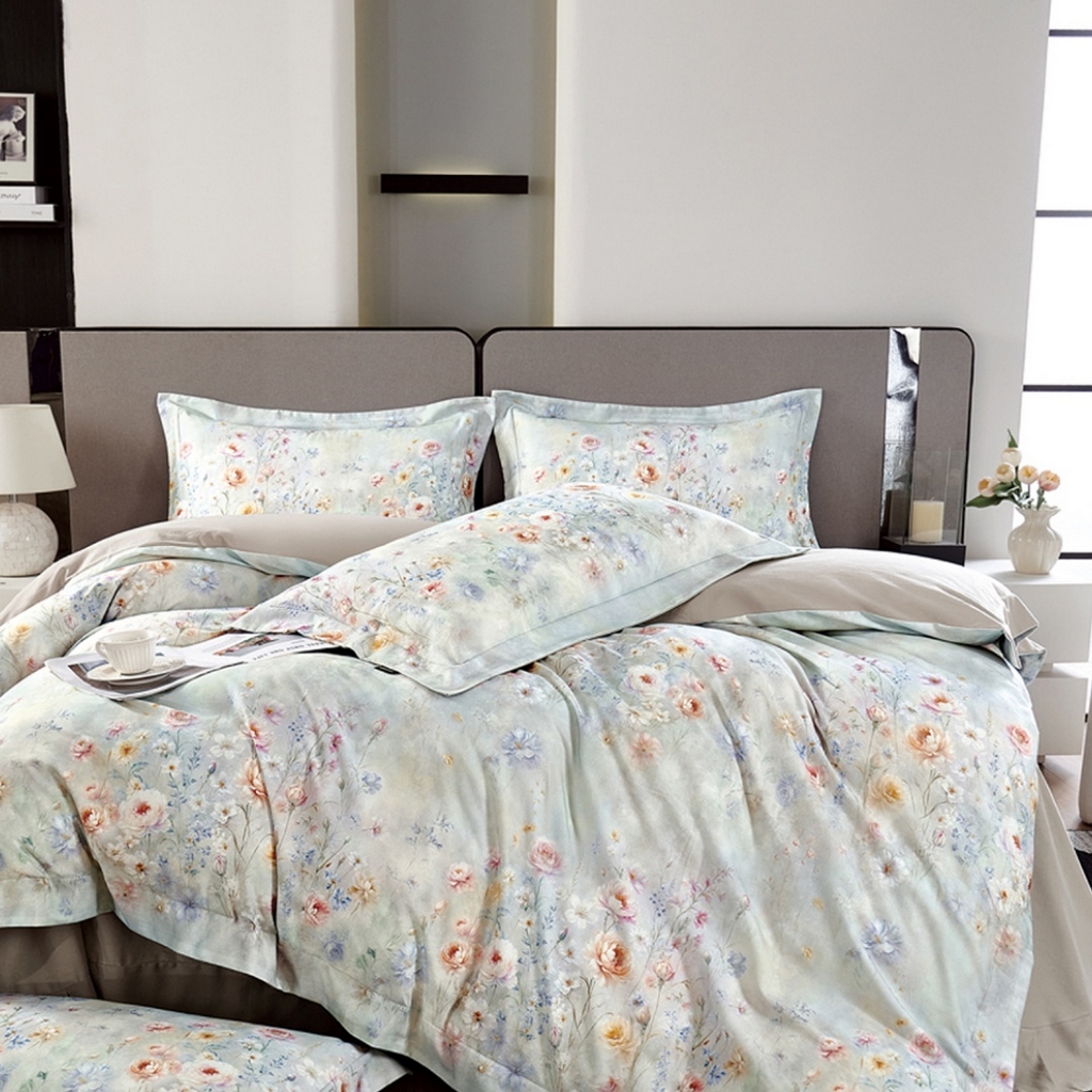 91家纺网 家纺一手货源 找家纺 （总）芯丝路家纺 2026新款全棉磨毛数码印花四件套(宽边款)