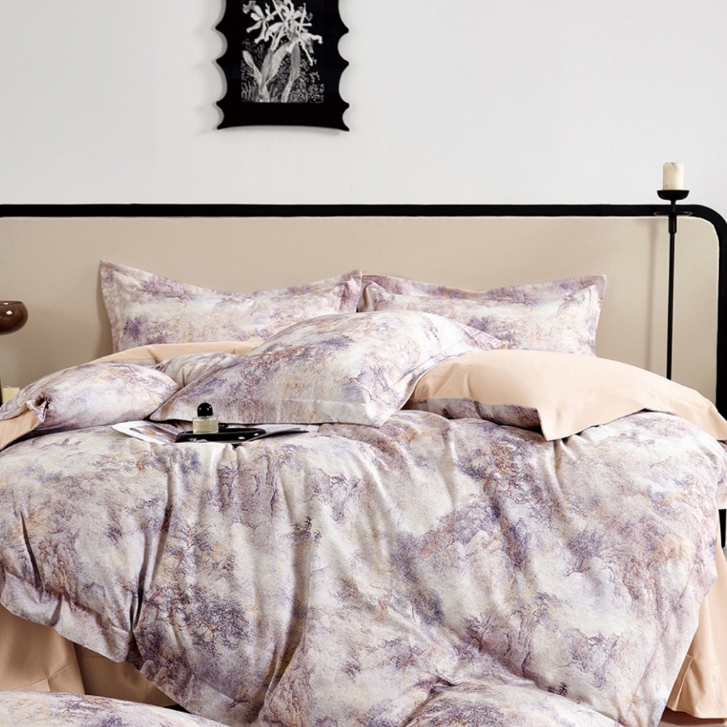 91家纺网 家纺一手货源 找家纺 （总）芯丝路家纺 2026新款全棉磨毛数码印花四件套(宽边款)