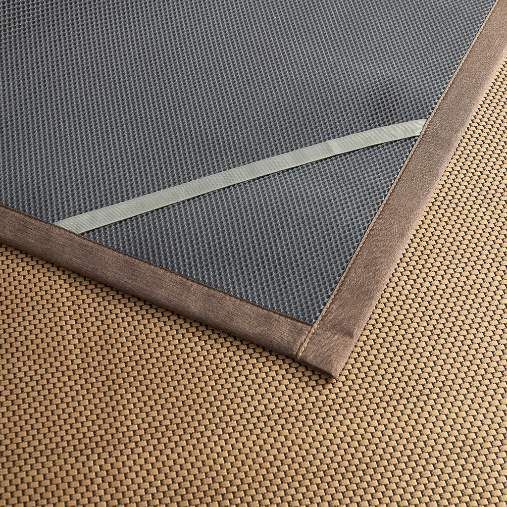 91家纺网 家纺一手货源 找家纺 青雅席业 2026新款防滑3D复合冰藤凉席三件套 冰藤-落日-金