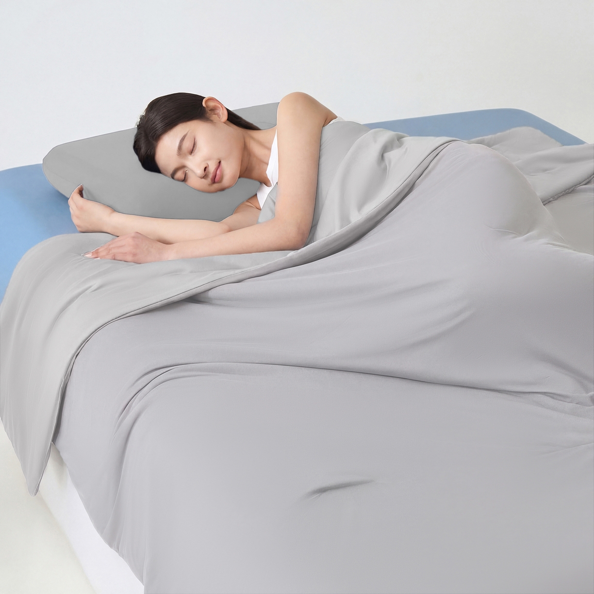 91家纺网 家纺一手货源 找家纺 恒科家纺 2026春夏新款某朵同款质量夏季双感深睡被夏被夏凉被pro3.0（含包装） 青空灰