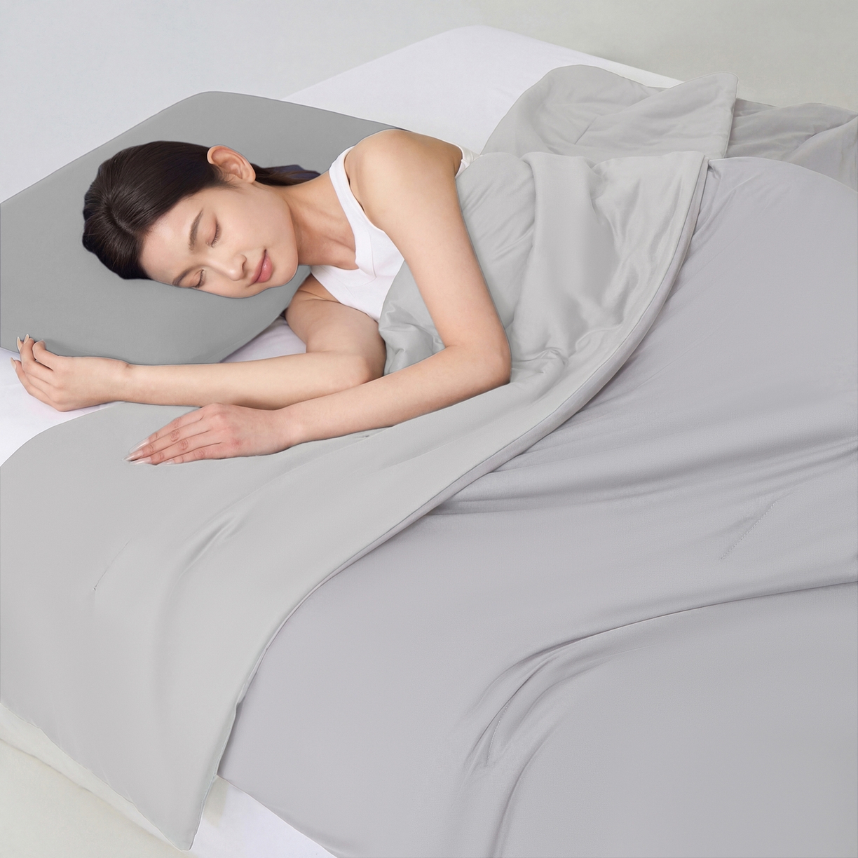 91家纺网 家纺一手货源 找家纺 恒科家纺 2026春夏新款某朵同款质量夏季双感深睡被夏被夏凉被pro3.0（含包装） 青空灰