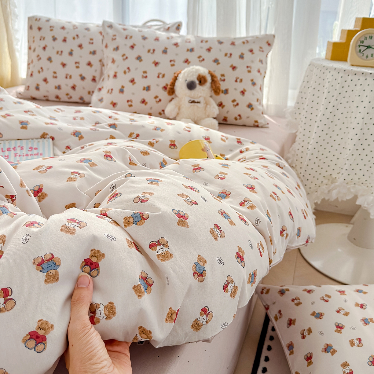 91家纺网 家纺一手货源 找家纺 铺尚美家纺 2026新款12868新疆全棉纯棉印花四件套（提供质检报告 烘焙熊熊