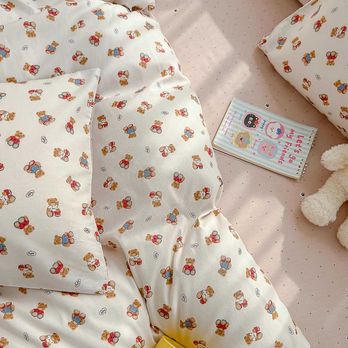 91家纺网 家纺一手货源 找家纺 铺尚美家纺 2026新款12868新疆全棉纯棉印花四件套（提供质检报告 烘焙熊熊