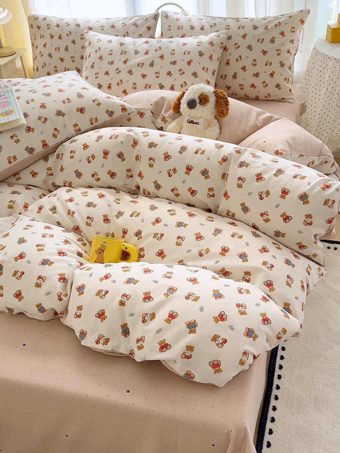 91家纺网 家纺一手货源 找家纺 铺尚美家纺 2026新款12868新疆全棉纯棉印花四件套（提供质检报告 烘焙熊熊