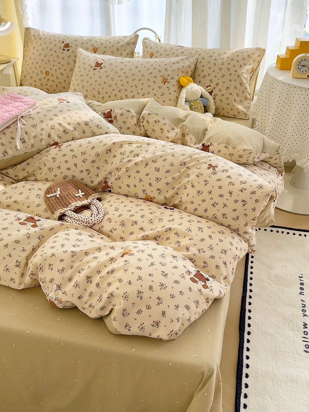 91家纺网 家纺一手货源 找家纺 铺尚美家纺 2026新款12868新疆全棉纯棉印花四件套（提供质检报告 花园兔