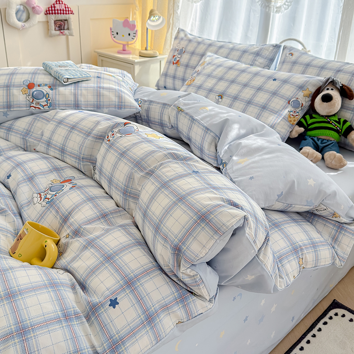 91家纺网 家纺一手货源 找家纺 铺尚美家纺 2026新款12868新疆全棉纯棉印花四件套（提供质检报告 快乐星球