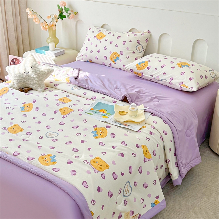 91家纺网 家纺一手货源 找家纺 爱屋及屋 2026新款小清新水洗棉棉花夏被夏凉被空调被 豹纹小熊