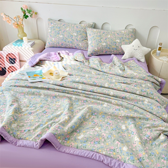 91家纺网 家纺一手货源 找家纺 爱屋及屋 2026新款小清新水洗棉棉花夏被夏凉被空调被 春意