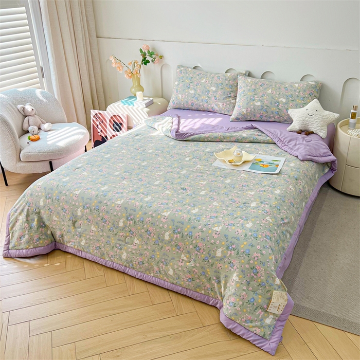 91家纺网 家纺一手货源 找家纺 爱屋及屋 2026新款小清新水洗棉棉花夏被夏凉被空调被 春意