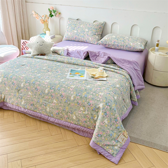 91家纺网 家纺一手货源 找家纺 爱屋及屋 2026新款小清新水洗棉棉花夏被夏凉被空调被 春意