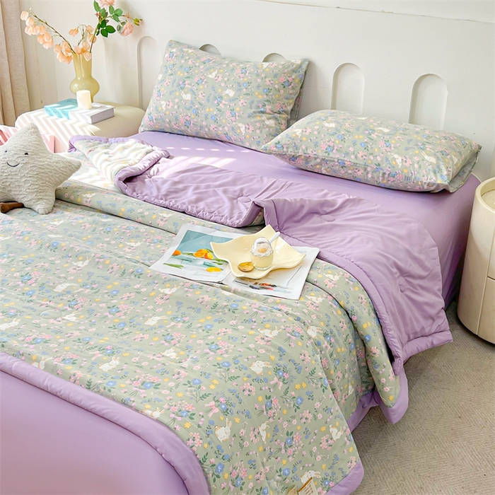 91家纺网 家纺一手货源 找家纺 爱屋及屋 2026新款小清新水洗棉棉花夏被夏凉被空调被 春意