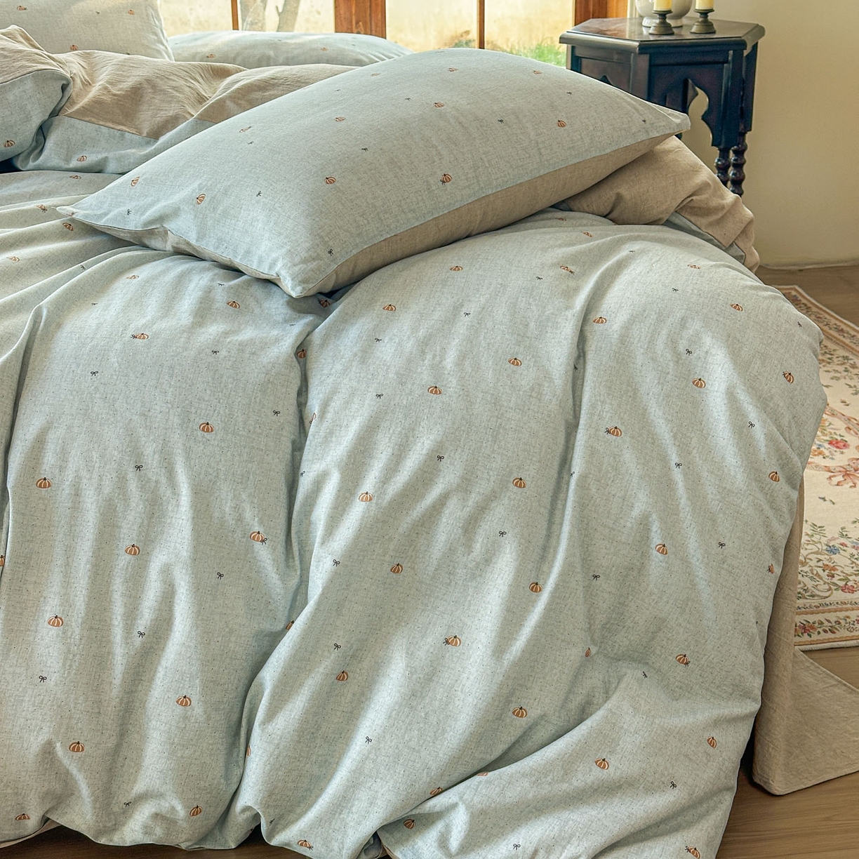 91家纺网 家纺一手货源 找家纺 田野 2026新款全棉棉麻四件套-碎花系列 小南瓜