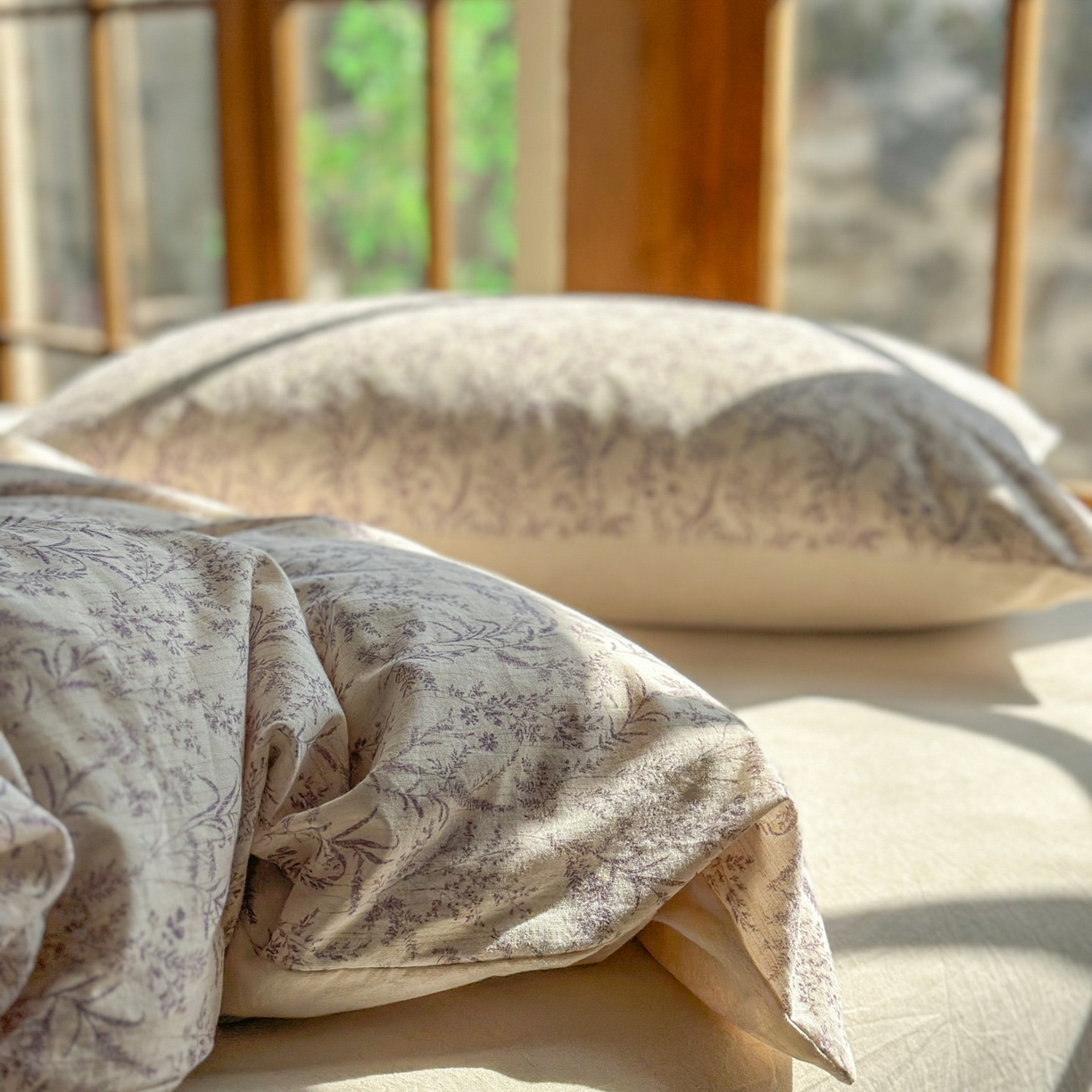 91家纺网 家纺一手货源 找家纺 田野 2026新款全棉棉麻四件套-碎花系列 叶语悠然 紫