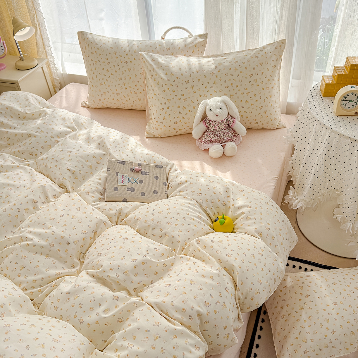 91家纺网 家纺一手货源 找家纺 铺尚美家纺 2026新款12868新疆全棉纯棉印花四件套（提供质检报告 奶油花篱