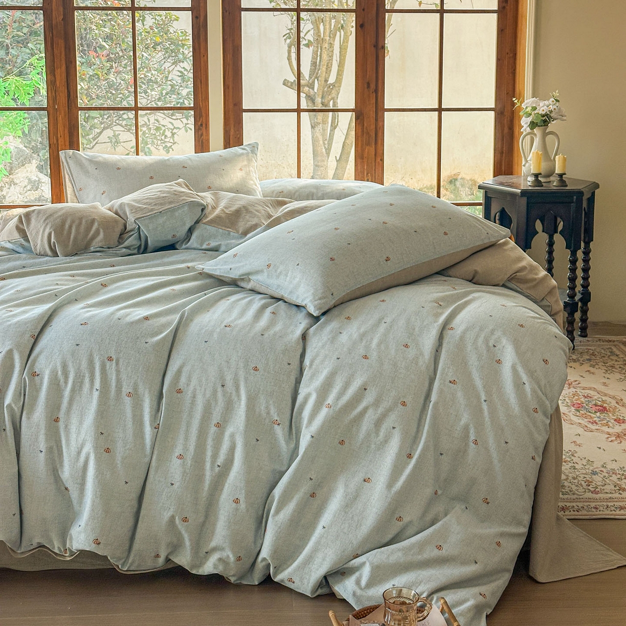 91家纺网 家纺一手货源 找家纺 田野 2026新款全棉棉麻四件套-碎花系列 小南瓜