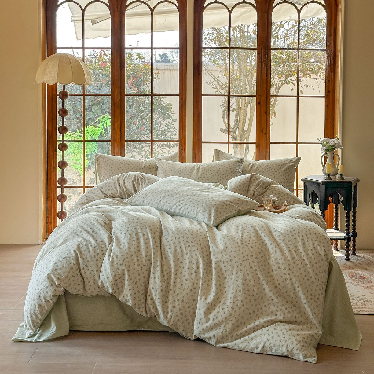 田野 2026新款全棉棉麻四件套-碎花系列 清风絮语 绿