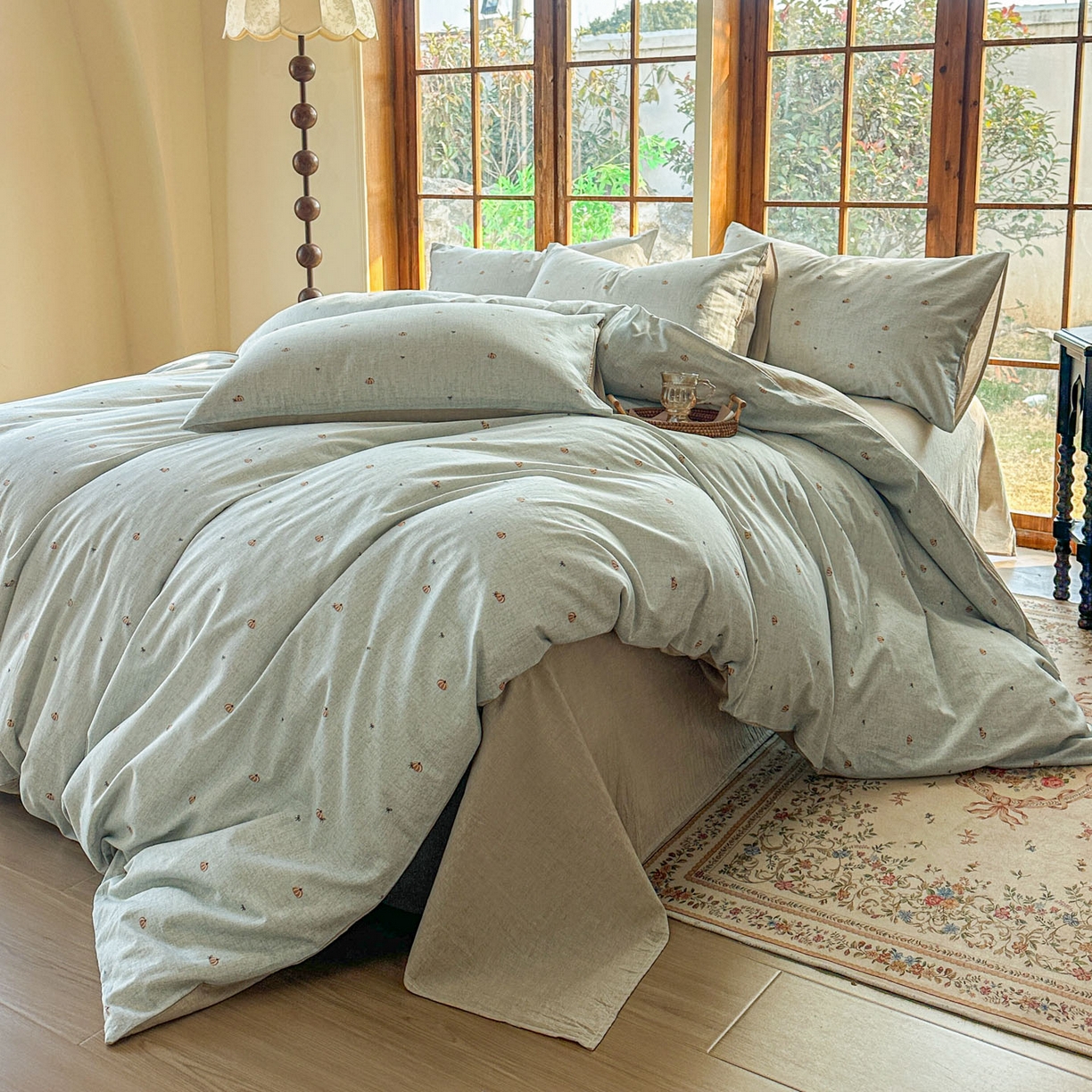 91家纺网 家纺一手货源 找家纺 田野 2026新款全棉棉麻四件套-碎花系列 小南瓜