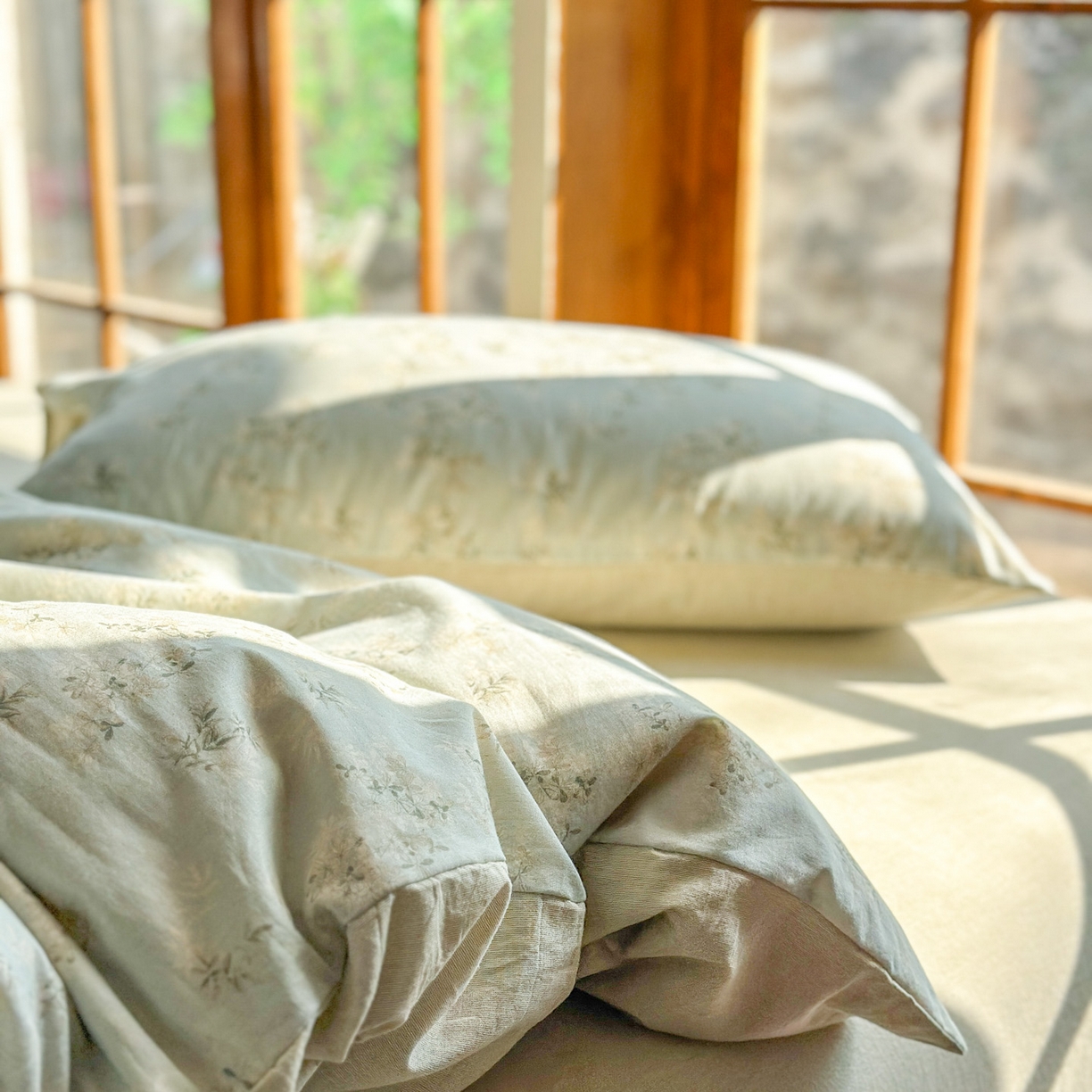 91家纺网 家纺一手货源 找家纺 田野 2026新款全棉棉麻四件套-碎花系列 层林尽染 绿