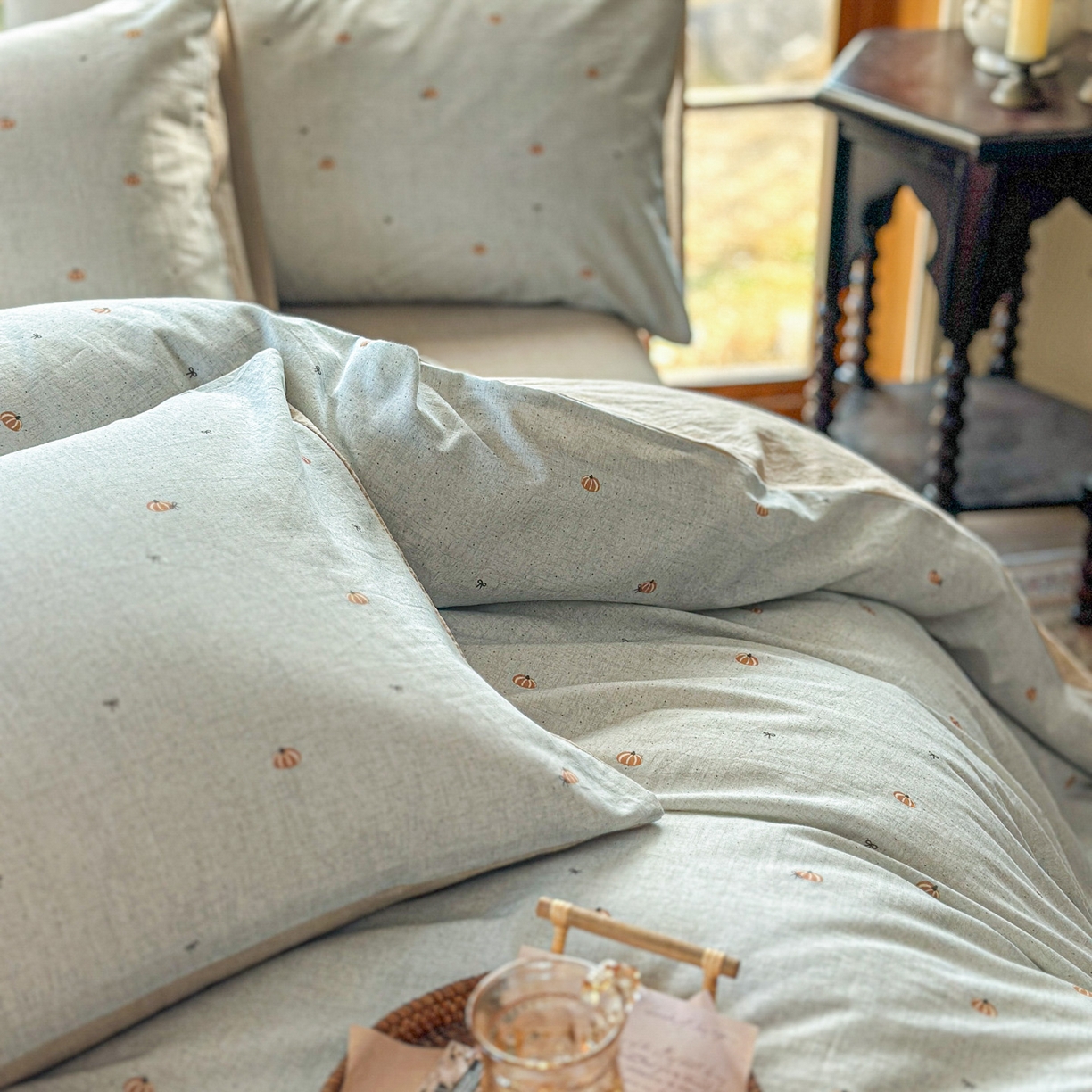 91家纺网 家纺一手货源 找家纺 田野 2026新款全棉棉麻四件套-碎花系列 小南瓜