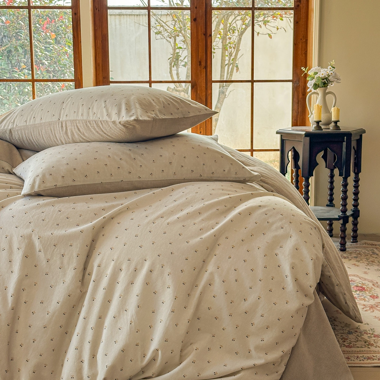 91家纺网 家纺一手货源 找家纺 田野 2026新款全棉棉麻四件套-碎花系列 小樱桃