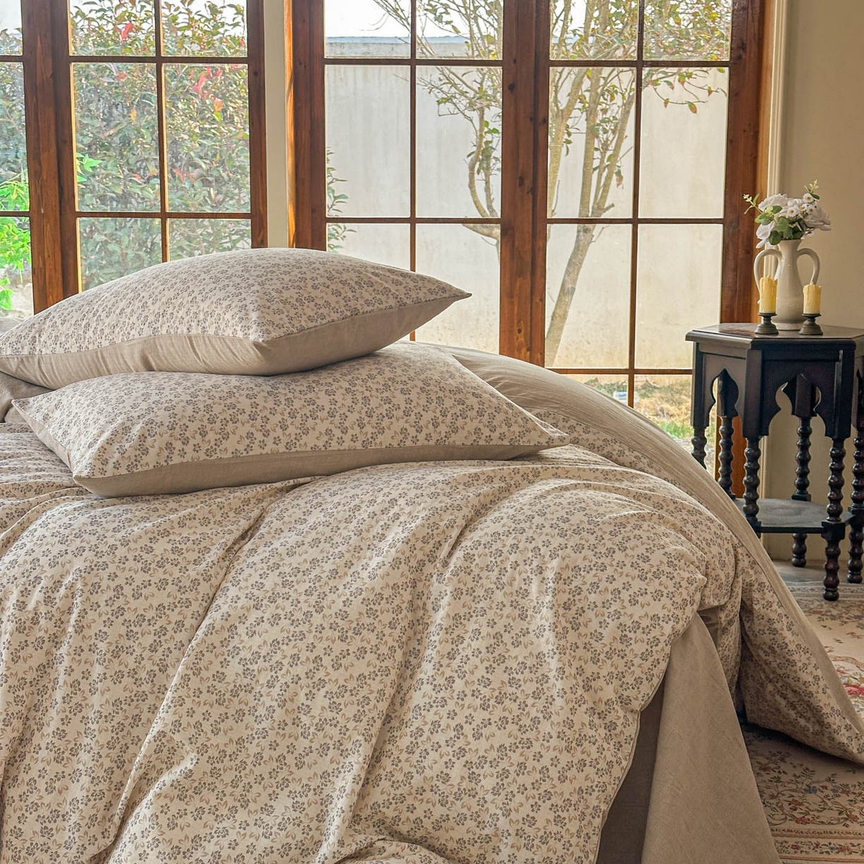 91家纺网 家纺一手货源 找家纺 田野 2026新款全棉棉麻四件套-碎花系列 春风南岸 米