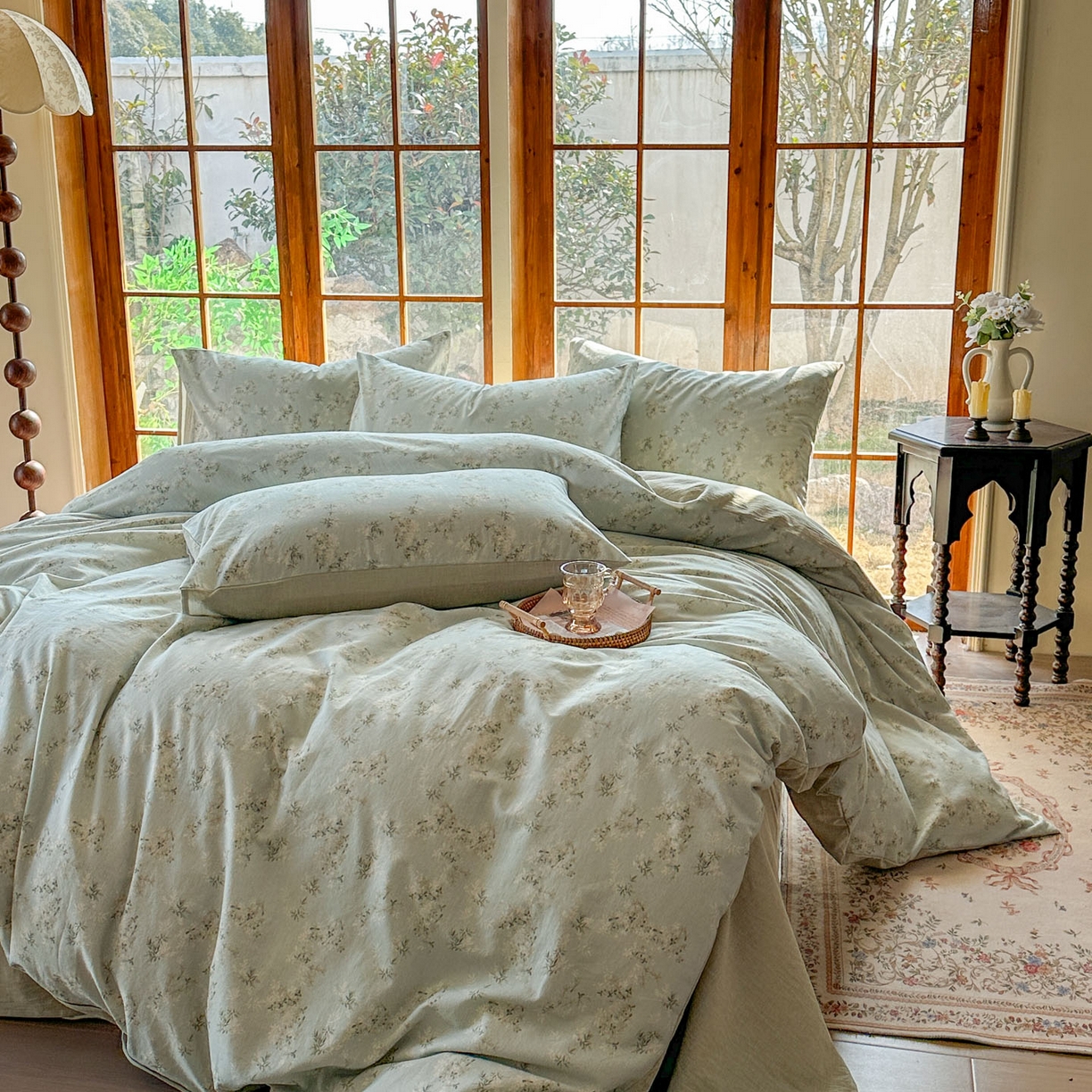 91家纺网 家纺一手货源 找家纺 田野 2026新款全棉棉麻四件套-碎花系列 层林尽染 绿