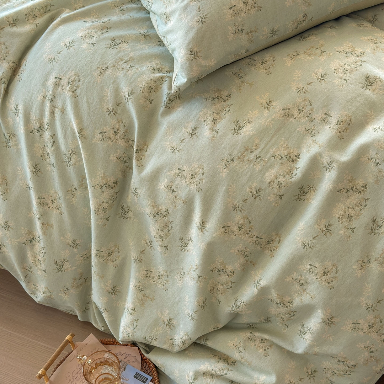 91家纺网 家纺一手货源 找家纺 田野 2026新款全棉棉麻四件套-碎花系列 层林尽染 绿