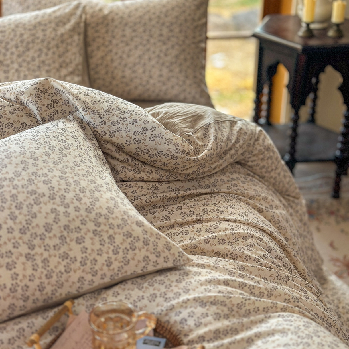 91家纺网 家纺一手货源 找家纺 田野 2026新款全棉棉麻四件套-碎花系列 春风南岸 米