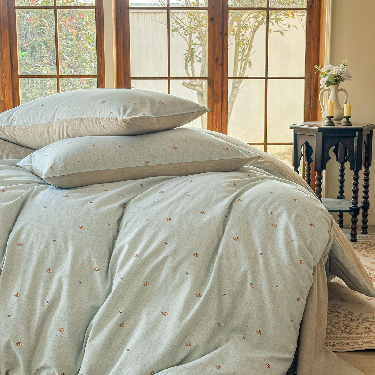 91家纺网 家纺一手货源 找家纺 田野 2026新款全棉棉麻四件套-碎花系列 小南瓜