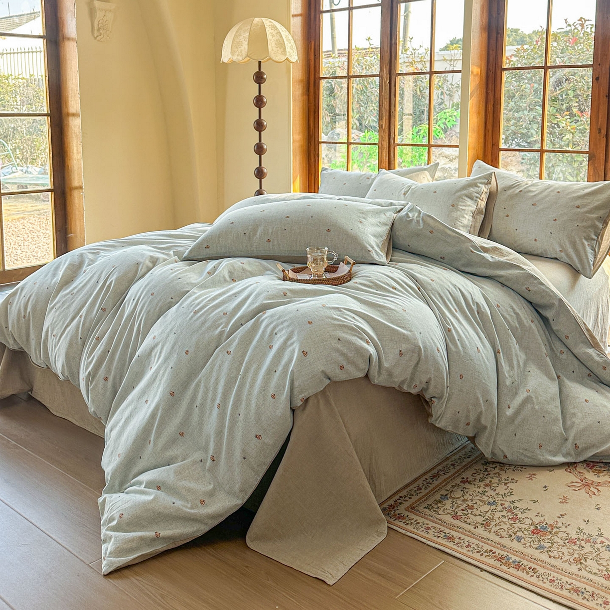 91家纺网 家纺一手货源 找家纺 田野 2026新款全棉棉麻四件套-碎花系列 小南瓜