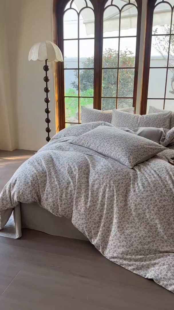 91家纺网 家纺一手货源 找家纺 田野 2026新款全棉棉麻四件套-碎花系列 春风南岸 米